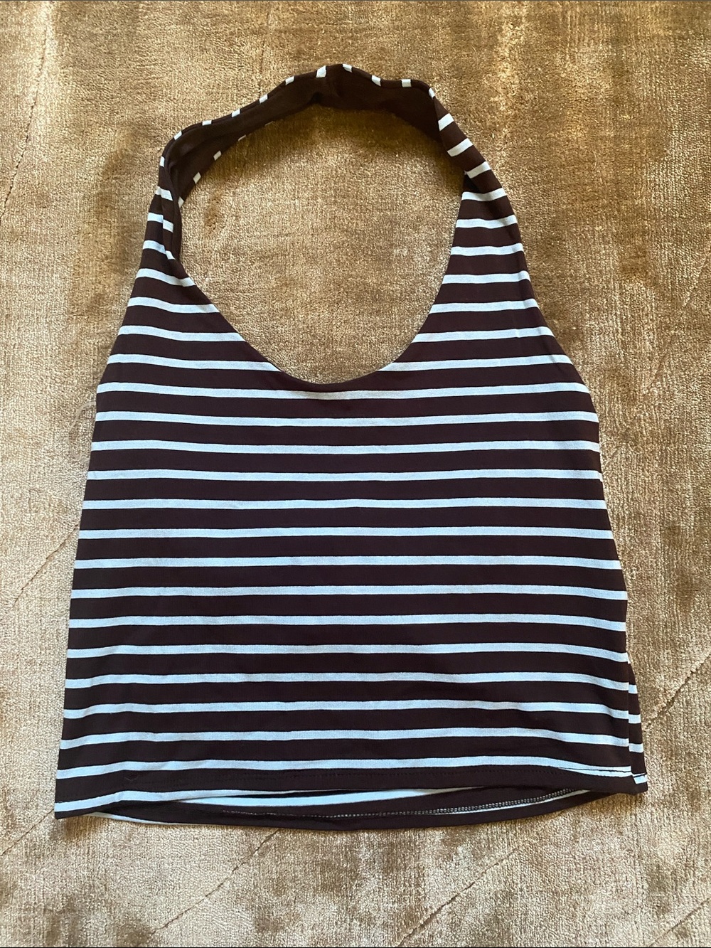 Striped Halter Tank Top in Brown and blue